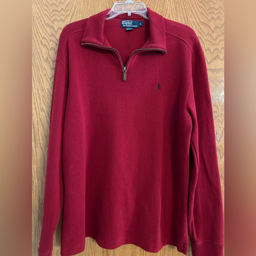 Polo by Ralph Lauren 1/4 zip Pullover size L. Burgundy